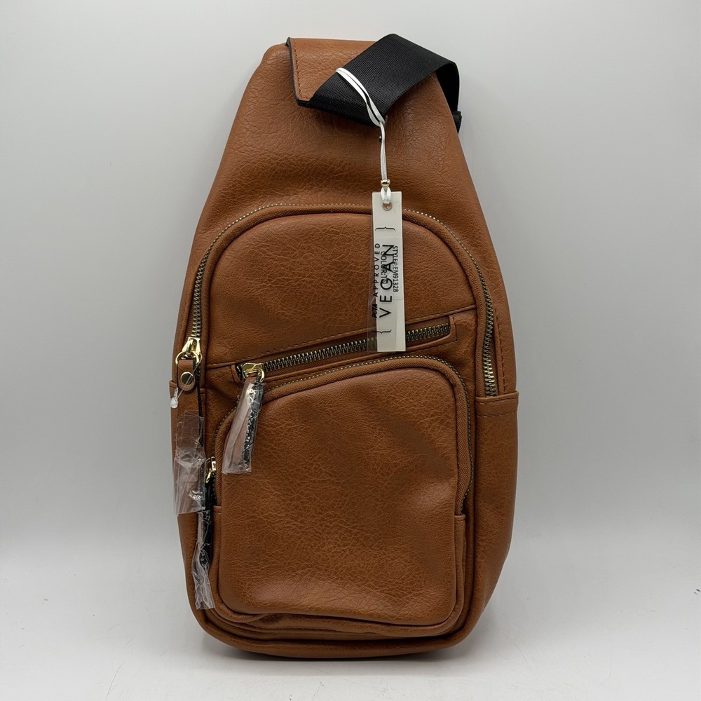 Anthropologie Mali + Lili Avery Sling Crossbody Backpack Purse Vegan Leather Tan